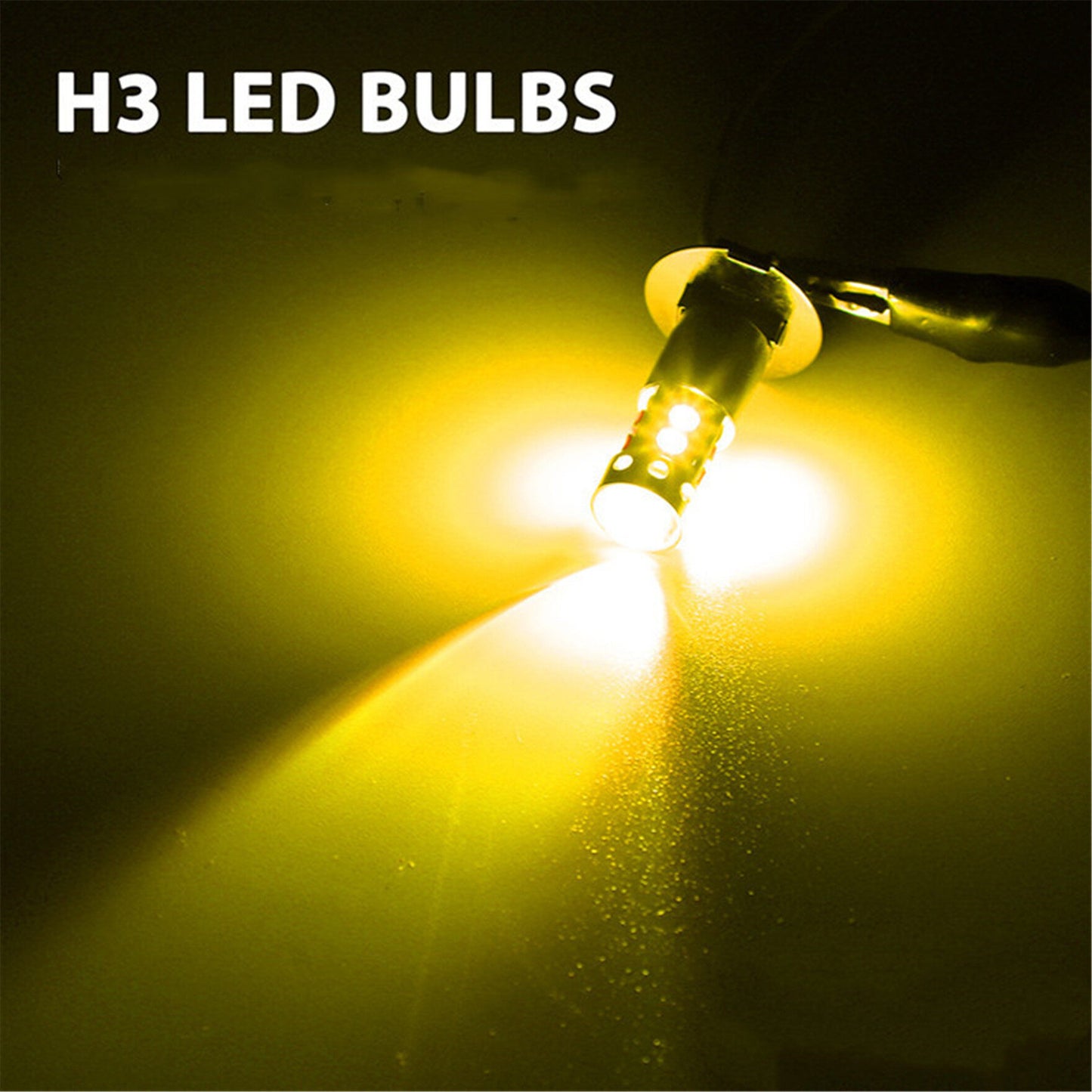 2 x H3 LED Fog Lights Bulbs 100W Extremely Bright 3000K Yellow Fog Light Lamp Bulb Driving Projector DRL Bulbs