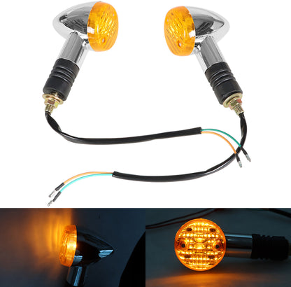 LABLT 2 Pcs Front Rear Turn Signal Blinker Indicator Light Fit for Motorcycle Amber Chrome