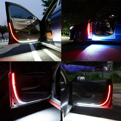 LABLT Car Door LED Warning Strip Lights 2pcs 120cm 48Inch Flexible Dual Interior Car Door Lights for Lighting Decoration Warning Anti Rear-end Collision