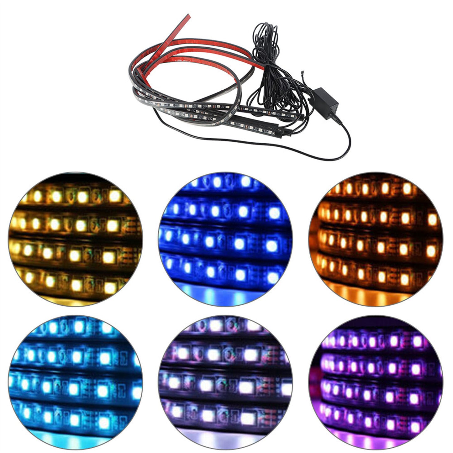 LABLT 4PCS Led RGB Music Atmosphere Strip Light Car Interior LED Strip Replacement for Automobile Truck SUV Pickup