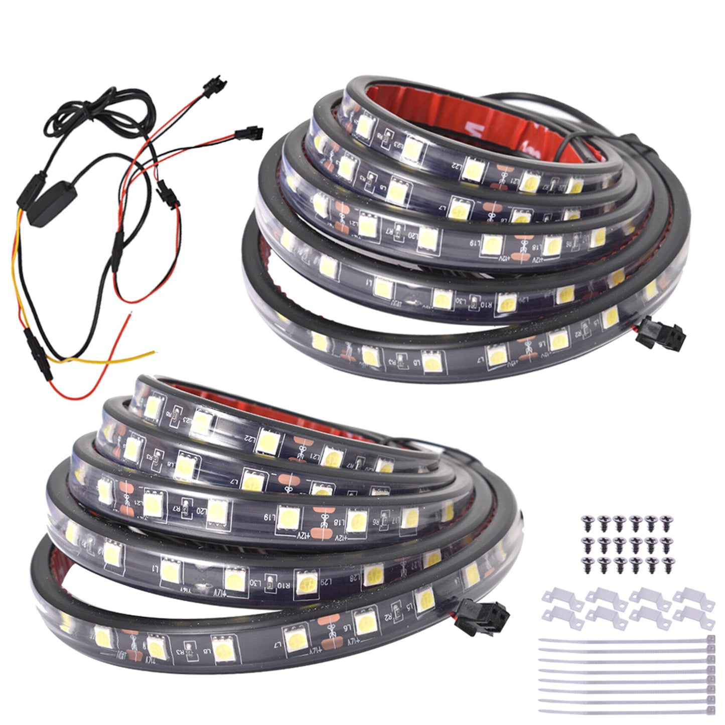 2 Pieces 60inch White LED Pickup Truck Bed Light Kit with Switch Super Bright