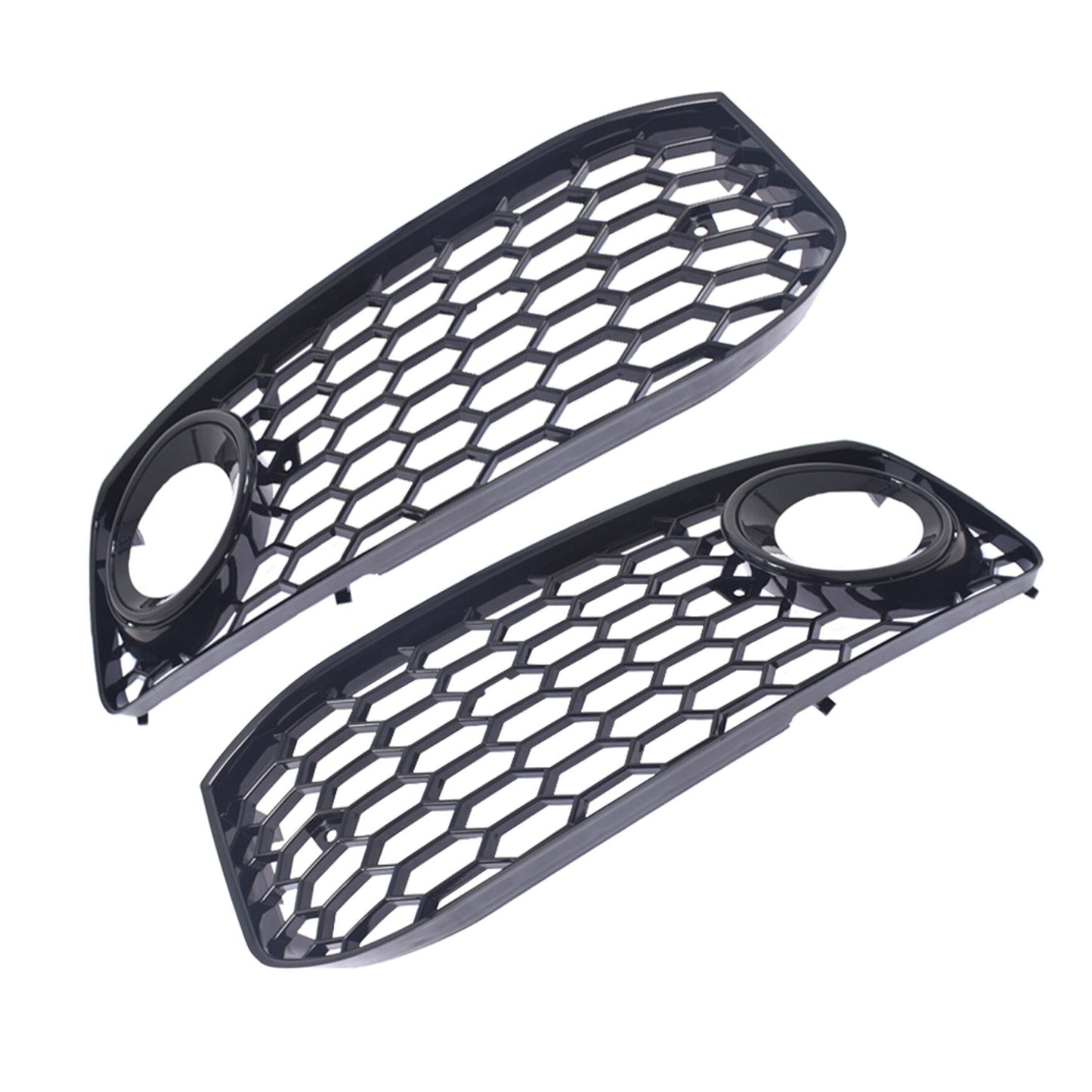 LABLT Fog Light Grilles w/Black Trim Replacement for 08-12 Audi A5 S-Line / S5 B8 RS5 Style Honeycomb