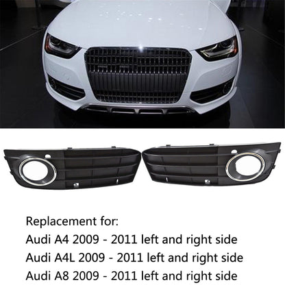 Pair Front Bumper Fog Light Grilles Grill Cover Replacement for Audi A4 B8 A4L 2009 2010 2011 2012 8KD 807 681 01C /8KD 807 682 01C