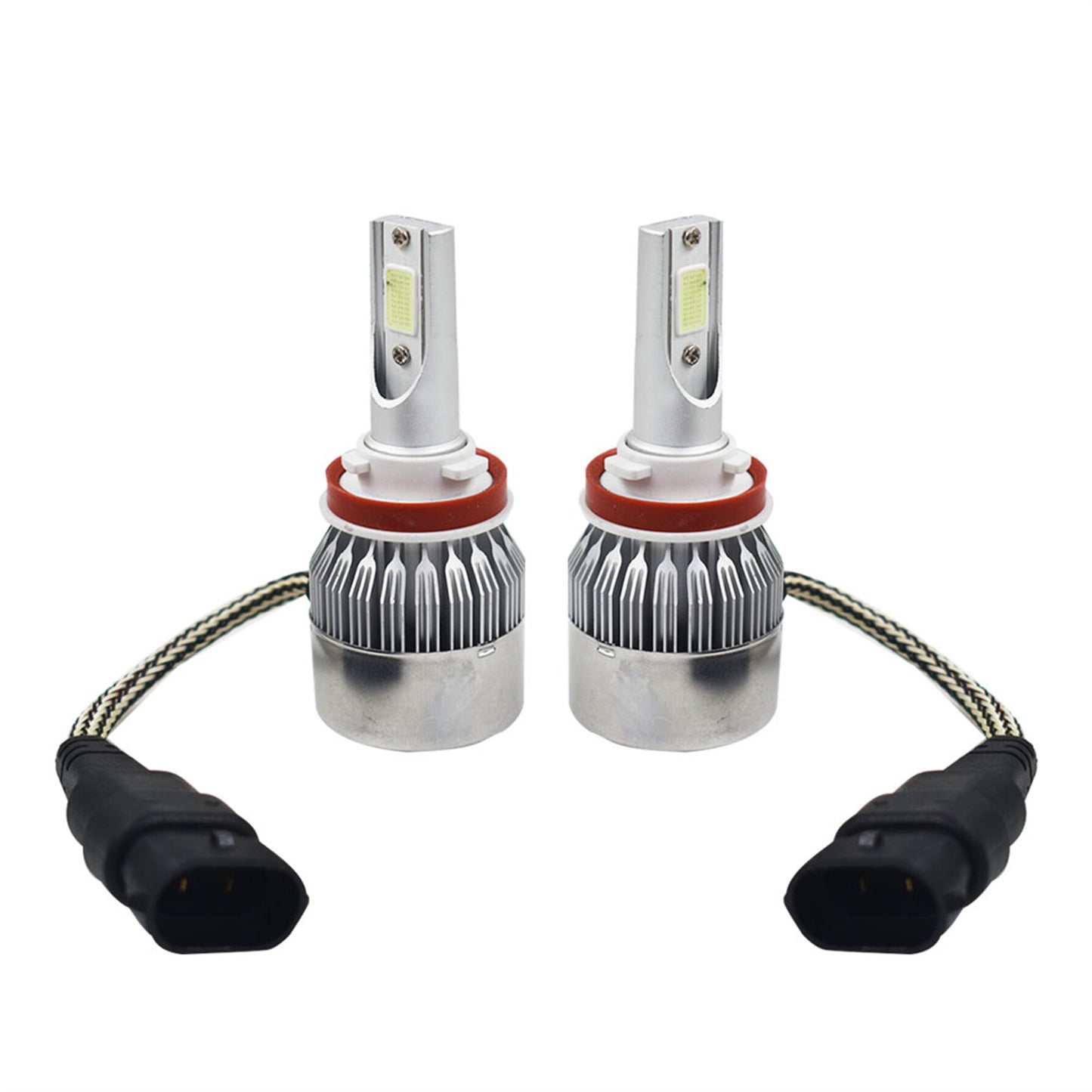 2 Pcs New H8 H9 H11 H16 8000K Ice Blue COB LED Headlight Bulbs High Low Beam Fog Light DRL Bulbs Kit