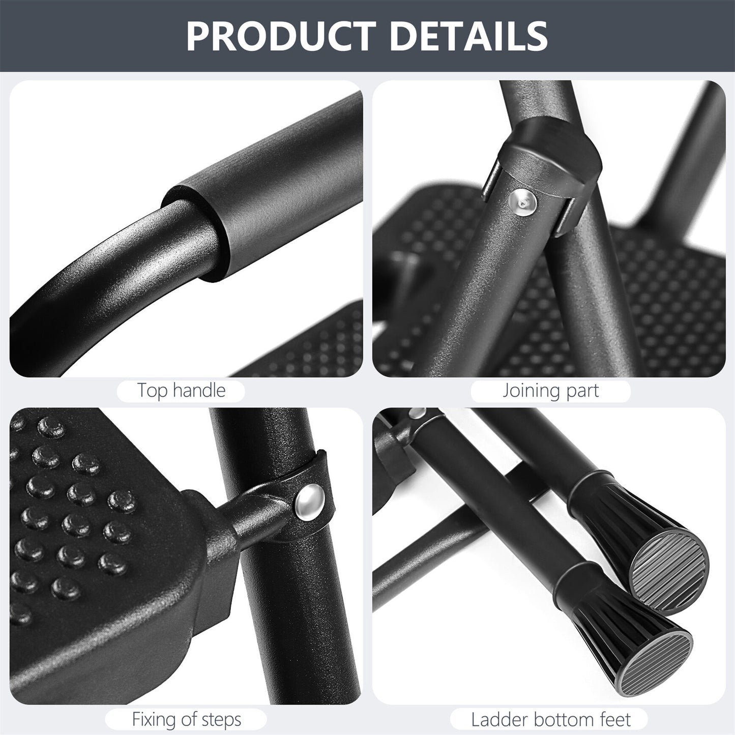 LABLT 2 Step Ladder, Folding Step Stools with Wide Anti-Slip Pedal, Convenient Handgrip, Multi-Use Household and Office, 330Lb Capacity